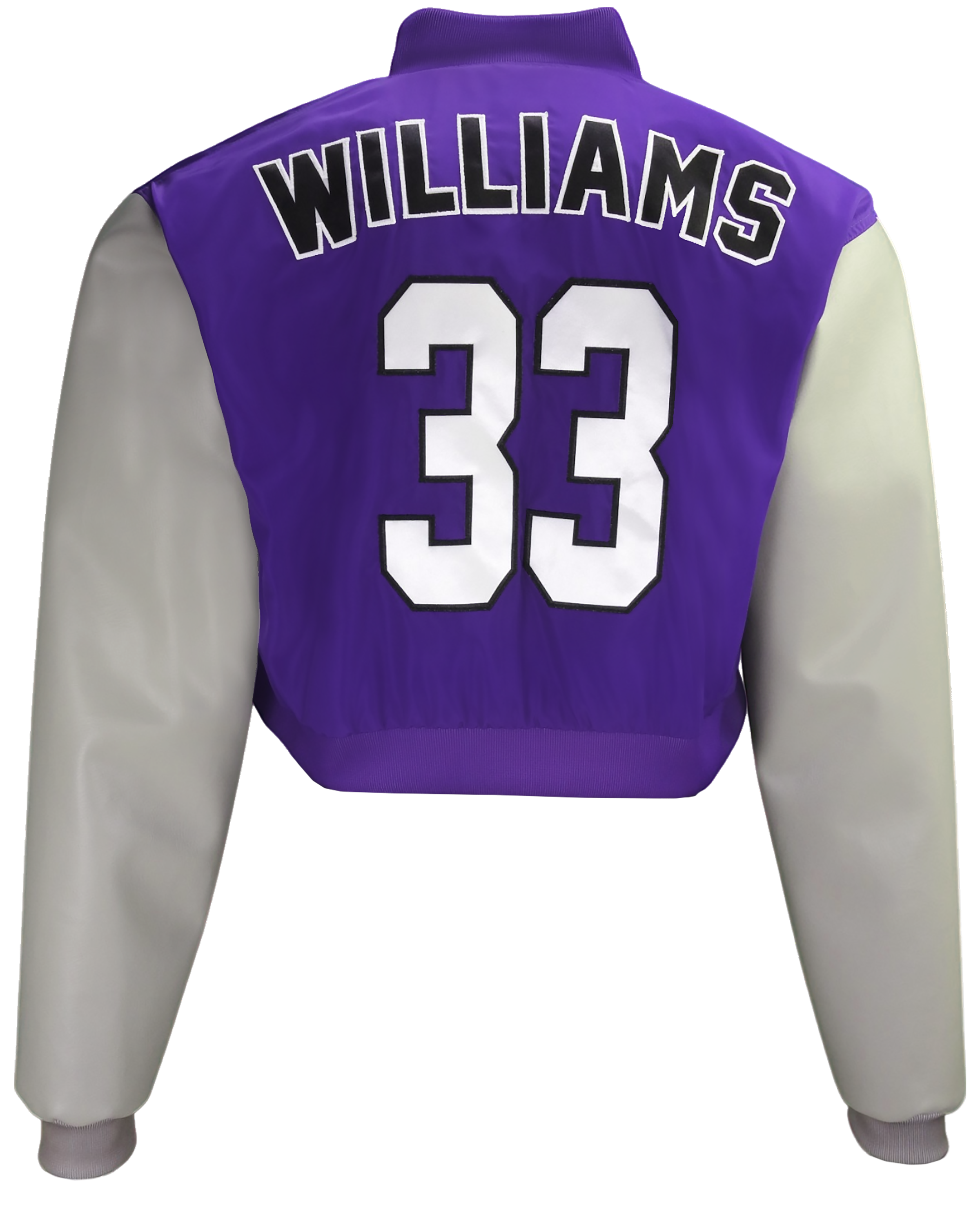Sublimated Crop Top Letterman Jacket w/ Faux Leather Sleeves