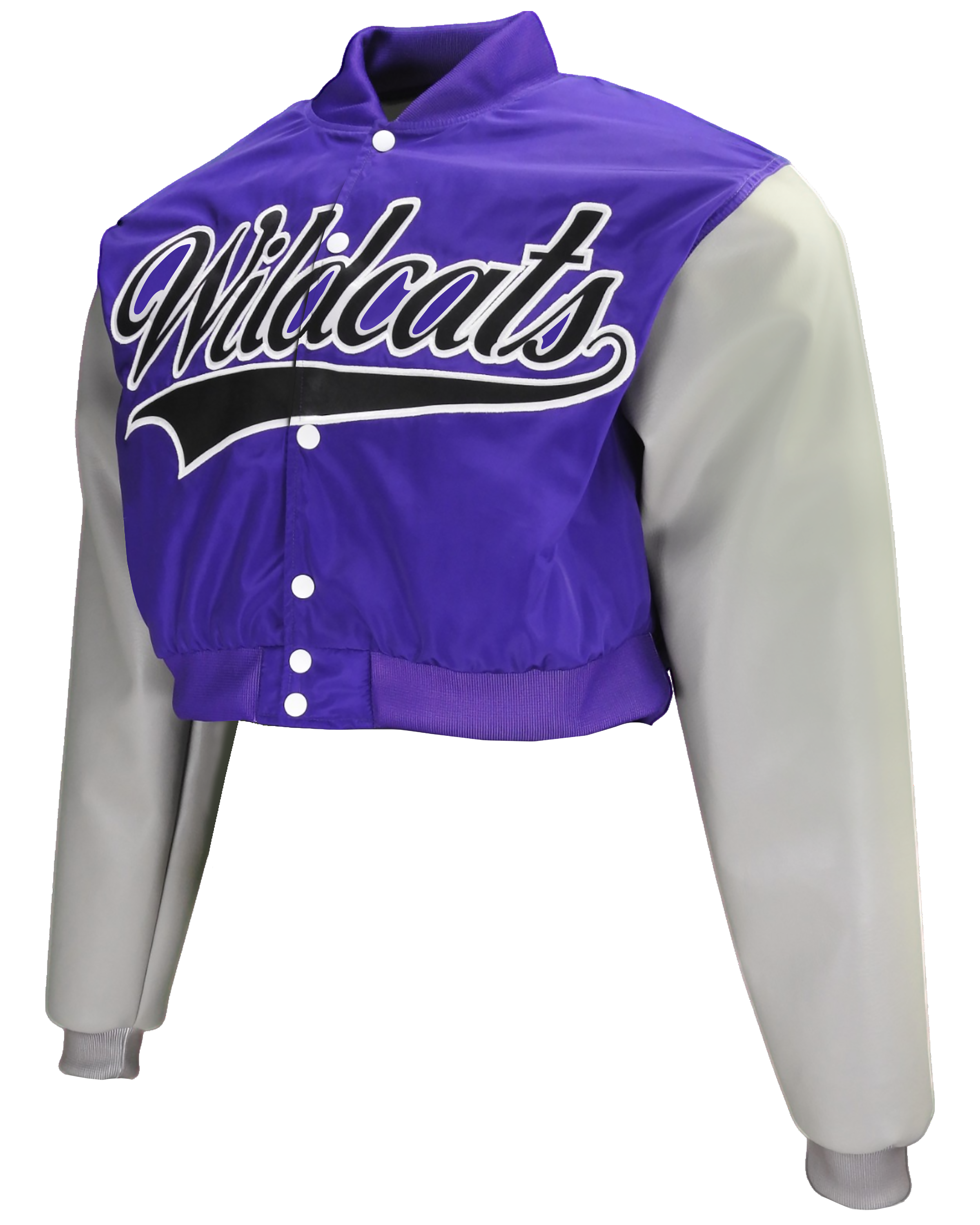 Sublimated Crop Top Letterman Jacket w/ Faux Leather Sleeves