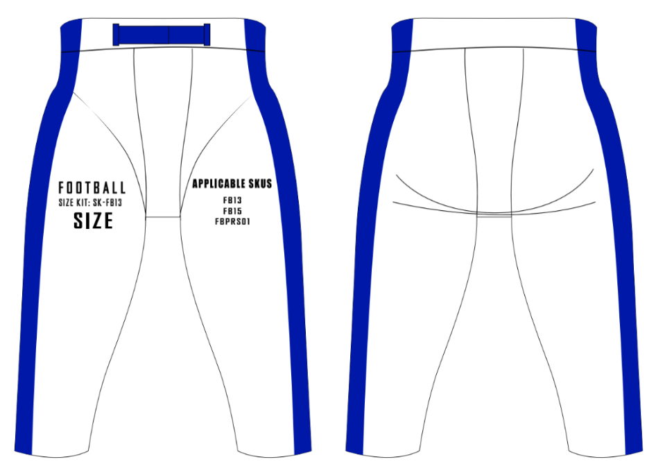 4 Way Stretch Football Pants Size Samples (Non Integrated)