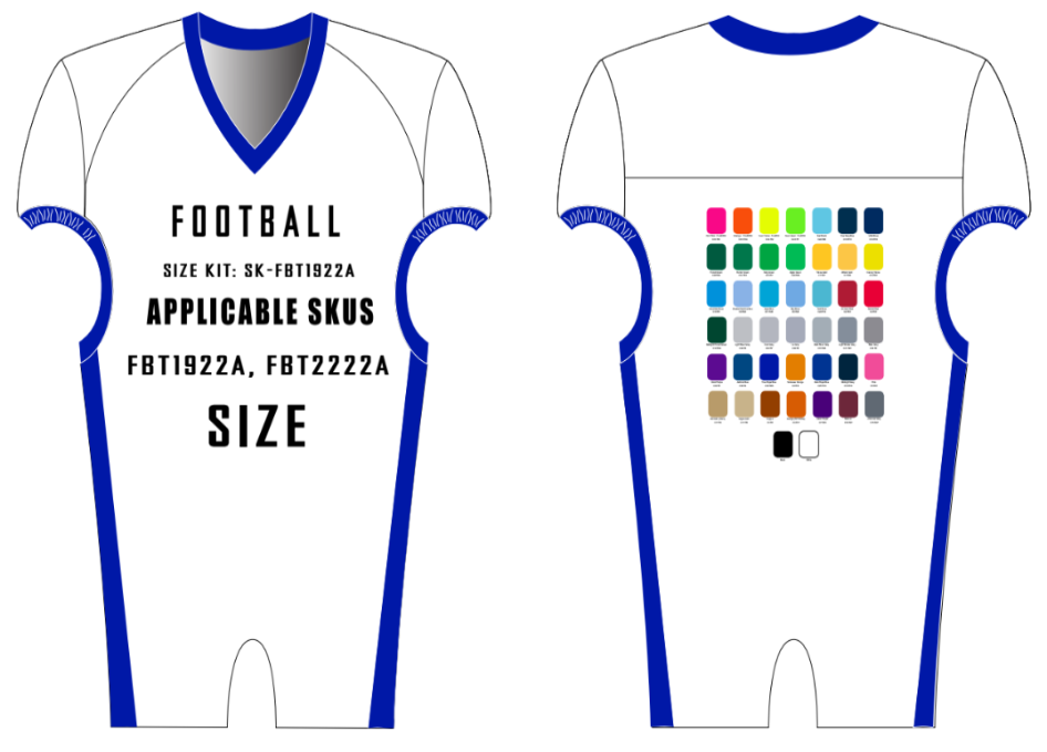 Scramble / Pick Six Football Jersey Size Samples (Form Fit)