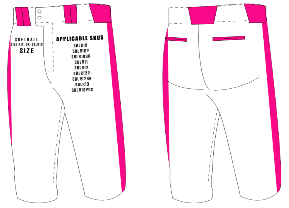 Tapered Lowrise Softball Pants Size Samples