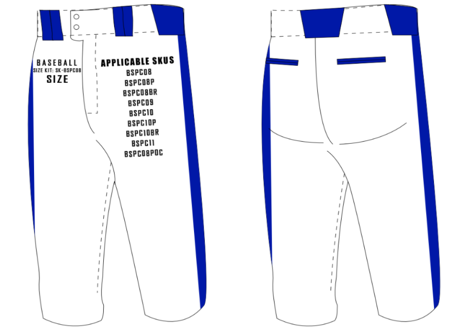 Tapered Knicker Baseball Pants Size Samples